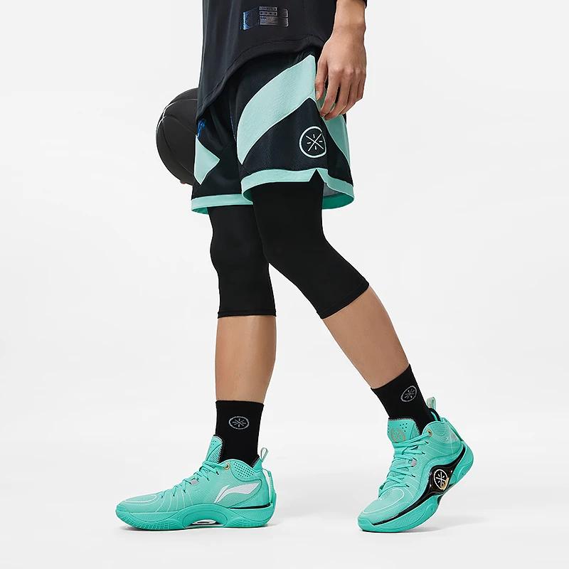 Li-Ning Way Of Wade Series Letter Print Quick-Dry Sports Basketball Shorts Men Bottoms Aqua AAPT535-11