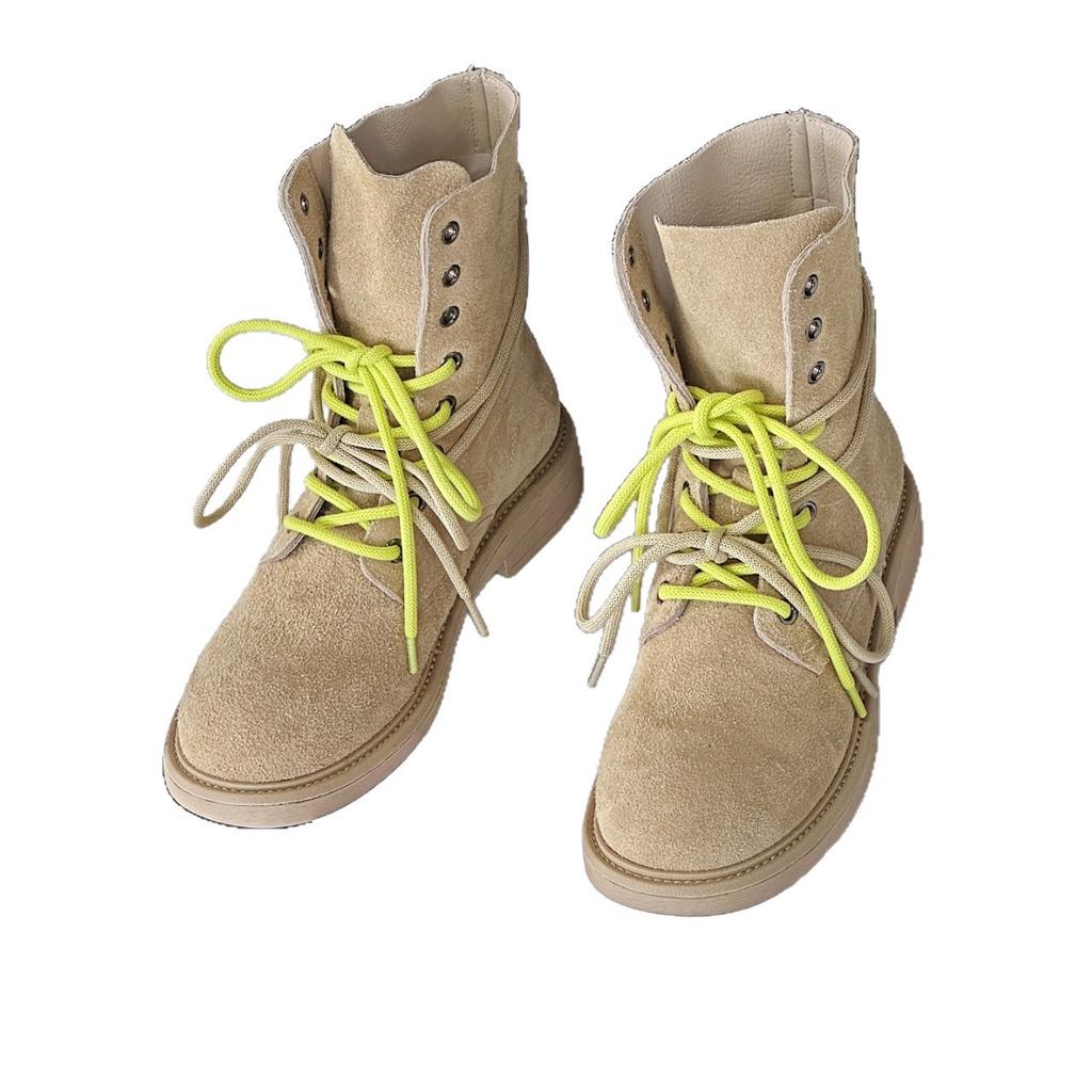 Retro matte leather thick-soled Martin boots women's 2025 spring and summer new double shoelaces versatile short locomotive boots thin boots