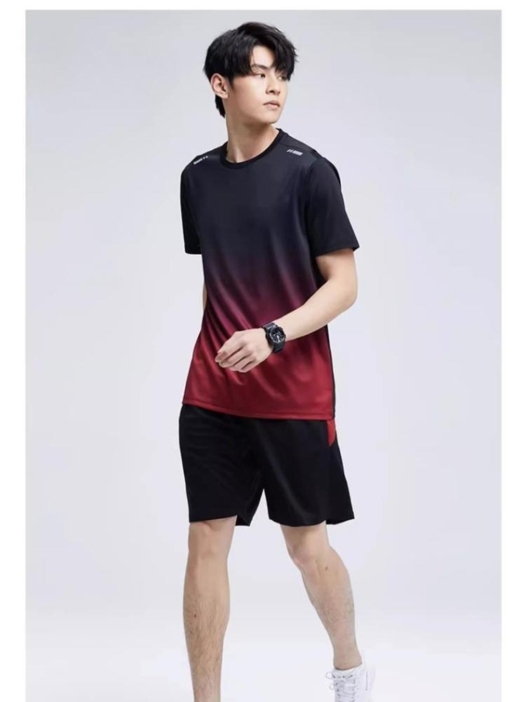 Quick Drying T-shirt Men's Sports Suit Loose Ice Silk Summer Thin Fitness Clothes Training Running Clothes Short Sleeved Top Shorts