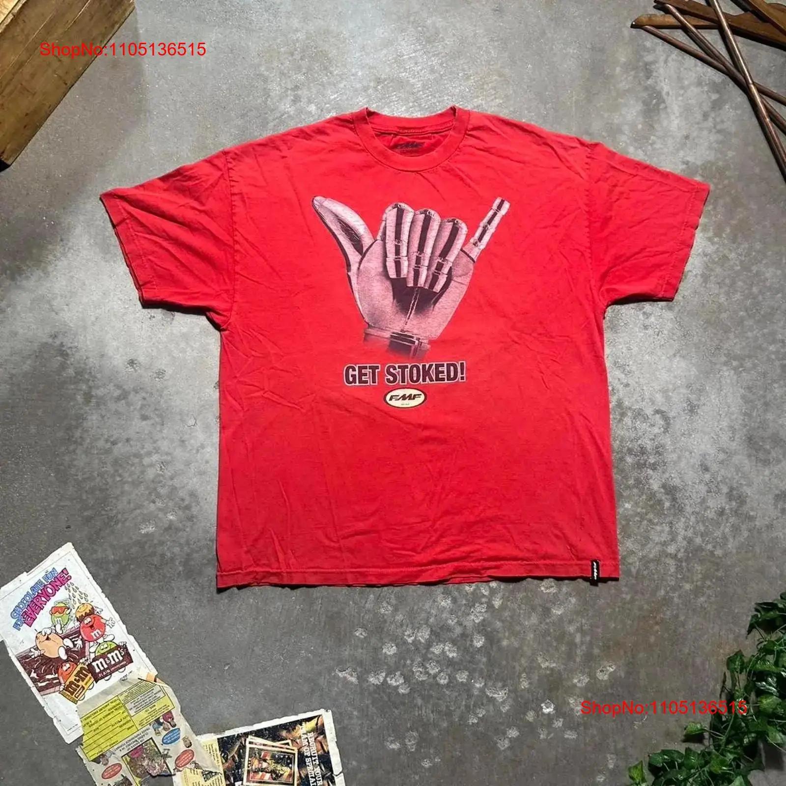 

Vintage Y2K FMF Get Stoked Skate T Shirt Mens 2XL Red Silver Faded vintage Washed Comfortable graphic Stylish homme Soft S разноцветный