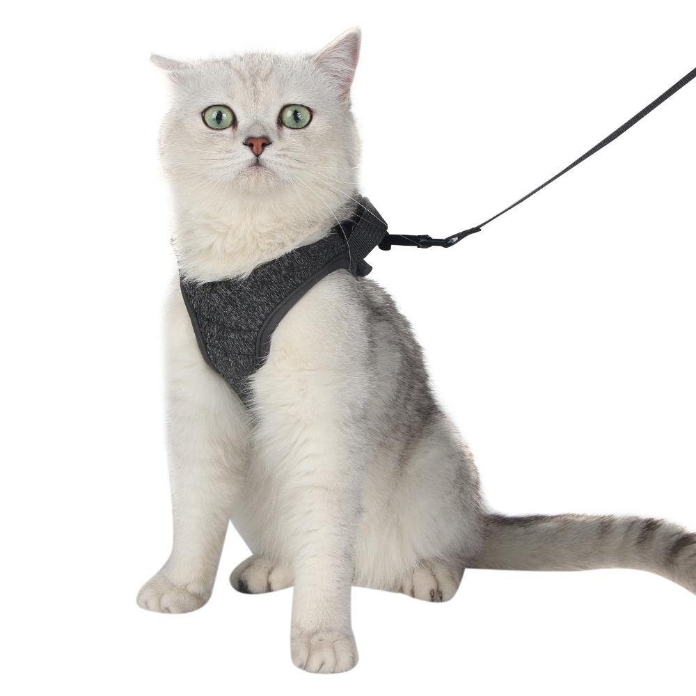 Soft Escape Proof Cat Harness Adjustable Lightweight Cat Leash Kitten Collar Outdoor Walking