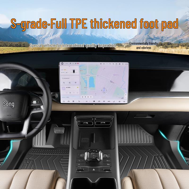 Full Coverage TPE Floor Mats for 26 BYD Song PRO Models - Custom Car Carpet Accessories