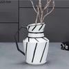 Classic Black and White Striped Ceramic Vase TV Cabinet Porch Furnishings Crafts Countertop Hydroponic Vase Home Decoration Gift