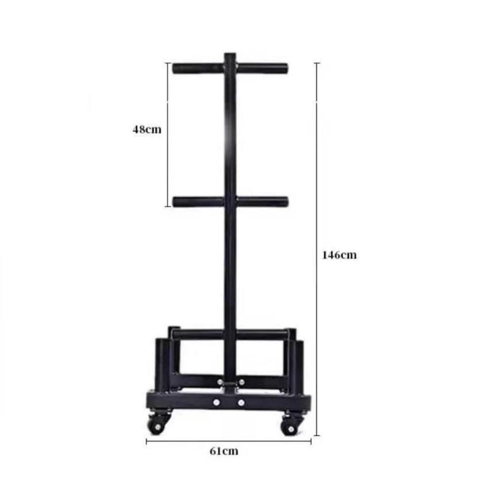 Mobile Barbell Plate and Olympic Bar Storage Rack for Home Fitness