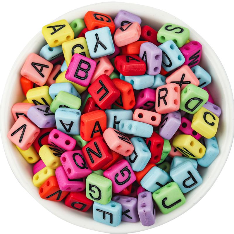 100pcs/Lot Mixed Round Flat Acrylic Letter Beads Alphabet Digital Cube Loose Spacer Beads For Jewelry Making Diy Bracelet