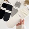 Boneless Solid Color Straight Socks Women'S Loose Cotton Stacked Socks Simple And Versatile Mid-Leg Socks