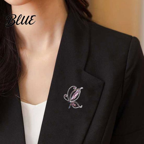 Alloy Brooch Butterfly Dazzling Rhinestone Inlay Zinc Pin Suits Coats