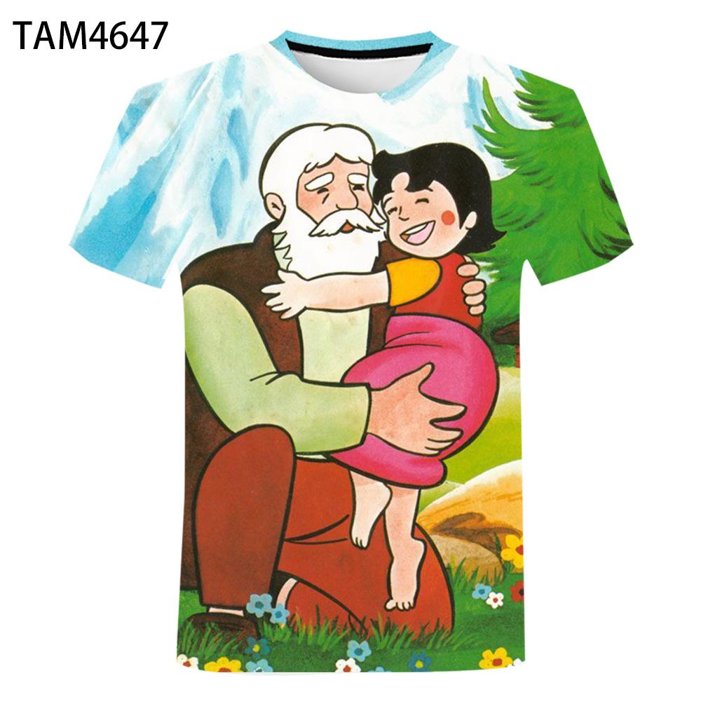 

Классическая футболка Harajuku Heidi Anime с 3D принтом, дешевая и удобная футболка для мальчиков и девочек, летняя повседневная футболка с милым персонажем, крутая M