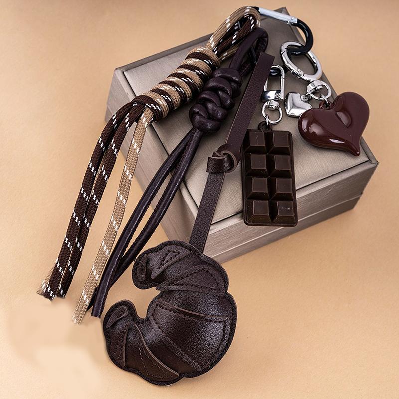 Bag Charm New Braided Rope Croissant Shape Mobile Phone Chocolate Bag Pendant Charms Ornaments Gifts
