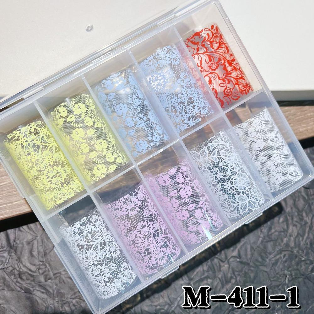 Lace Nail Foils Pink Blue White Nail Art Stickers Sexy Nail Decals  DIY Manicure M-411-1