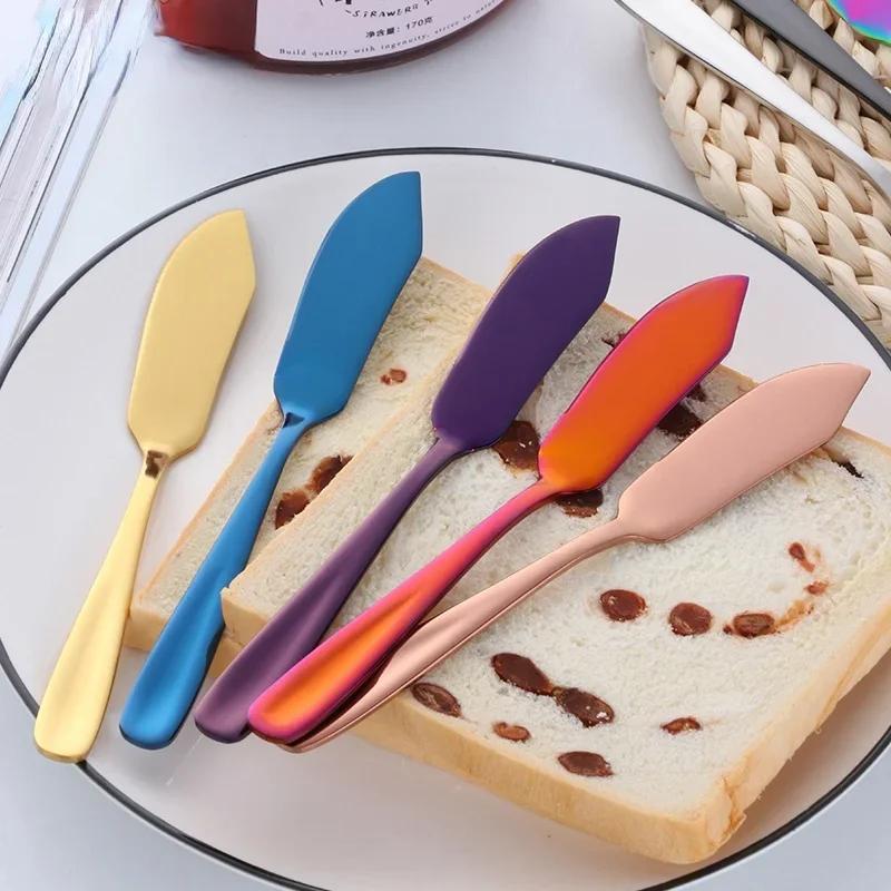 Stainless Steel 304 Butter Knife, Cheese, Dessert, Jam Spreaders, Cream Gold Rose Knifes, Western Cutlery Breakfast Tool