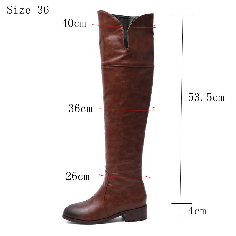 Fashion Women Over The Knee Boots Heels Long Boots Black Lady Shoes Big Size 44 45 46