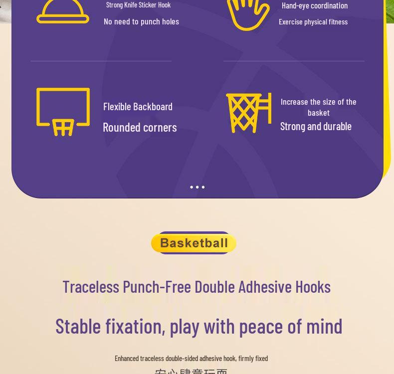 Foldable Wall-Mounted Indoor Basketball Hoop for Kids - Dunkable, Punch-Free Design