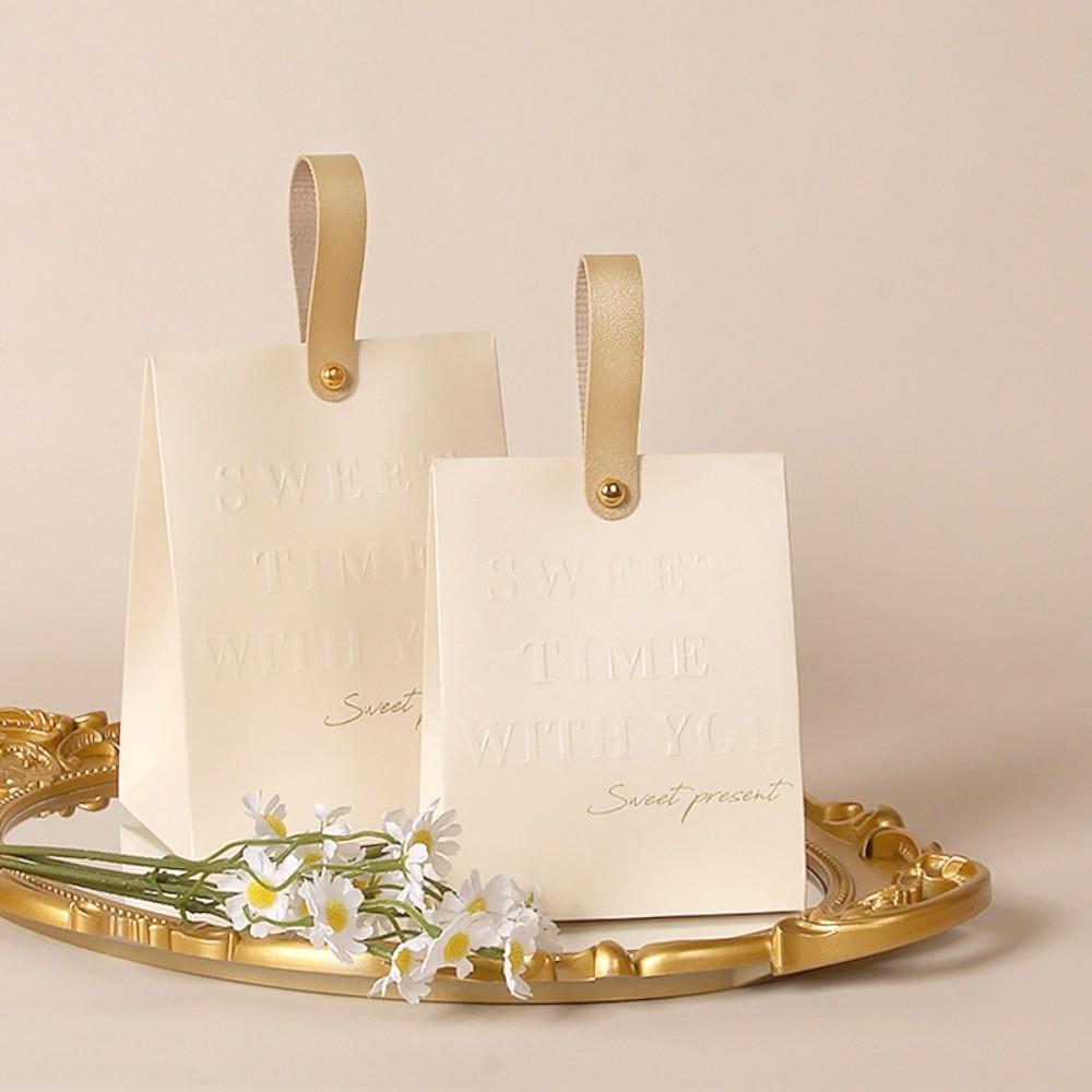 10pcs Kraft Paper Party Favor Bag Leather Handle Wedding Candy Bag Wedding Gift Box  Party Supplies