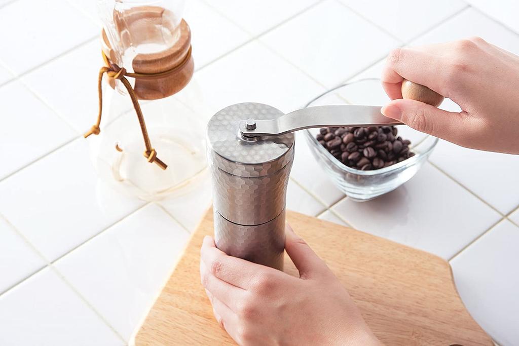 Kawasaki Synthetic Resin Hand Coffee Mill, MILLU SUS Coffee Mill, Hammered Finish, Made In Japan, MI-031