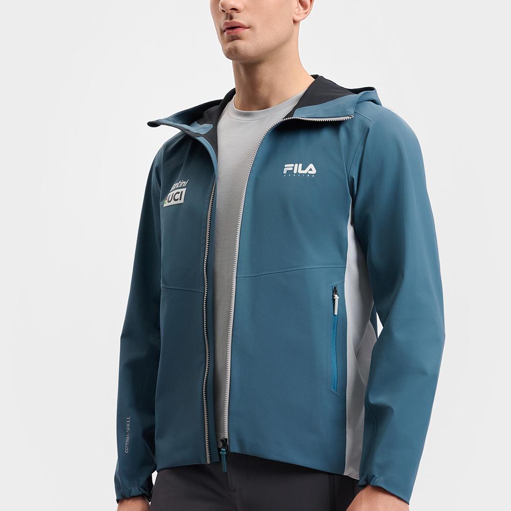 FILA Cycling Fashion Versatile Sports Hooded Long Sleeve Waterproof Windproof Warm Jacket Men Jacket Dark-Reef-Blue A11M518702F-DB