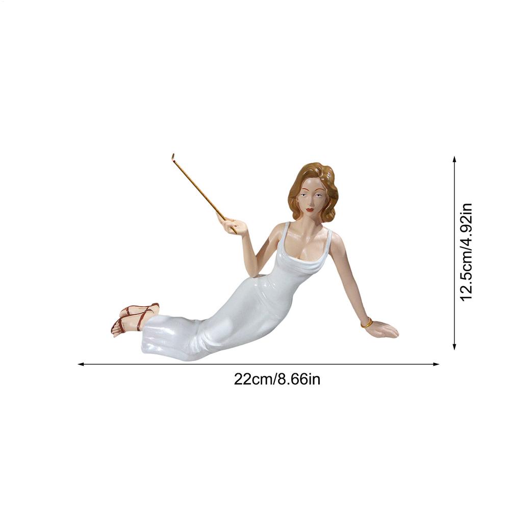 

Women Statue Table Decoration Incense Holder Sculpture for Bookcase Window Sill Bookshelf Display Cabinet Nightstand Study белый
