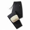 Windproof and waterproof thick cotton trousers for men Winter cold-proof fleece-lined thickened casual trousers Lambswool thermal trousers for men