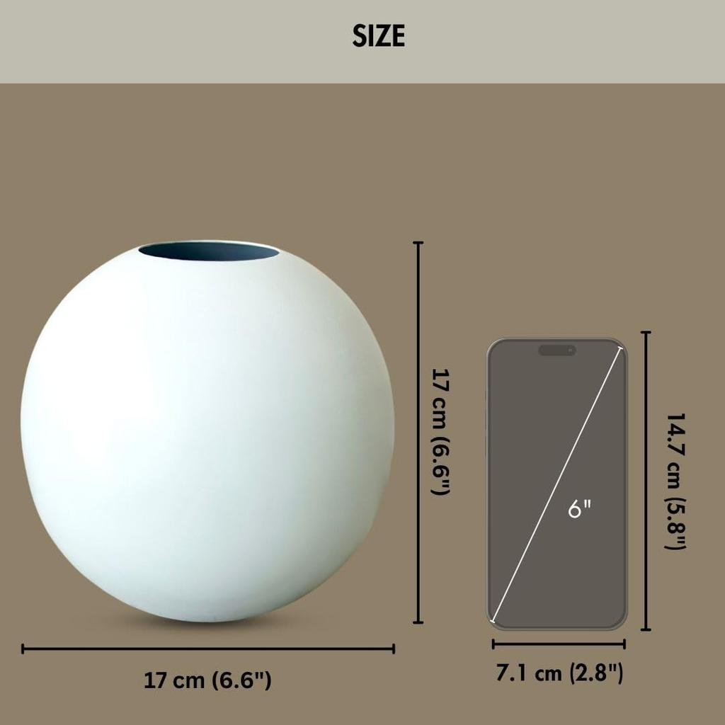 Белая металлическая ваза для цветов, Metal Ball Flower Vase (White, Medium),  Behoma