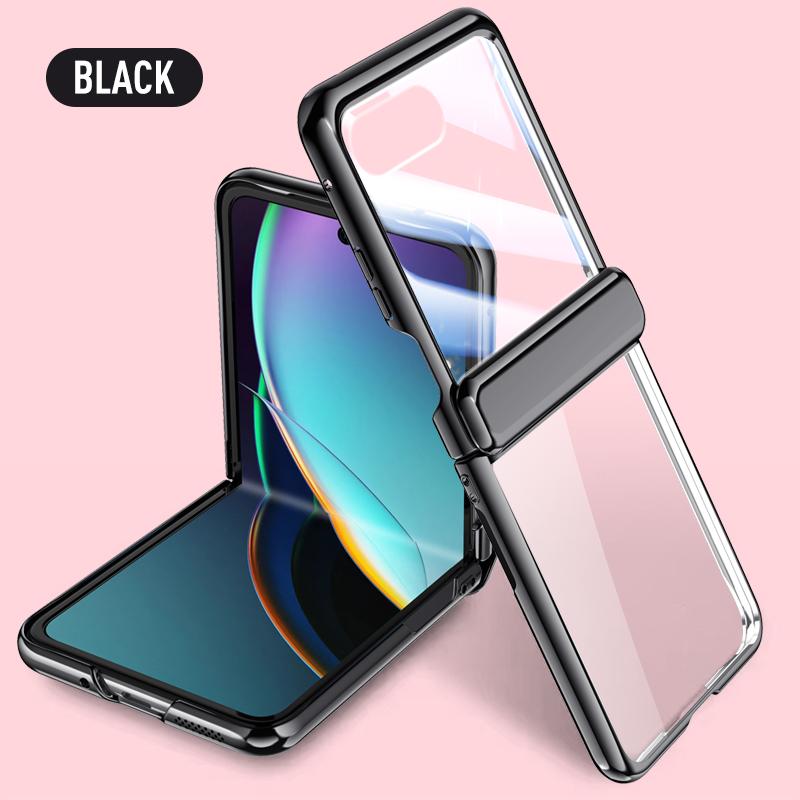 For MOTO Razr 40 Ultra Plated Hinged Automatic Spring 360° Full Protection Anti-Drop with Tempered Film Front Film Phone Case