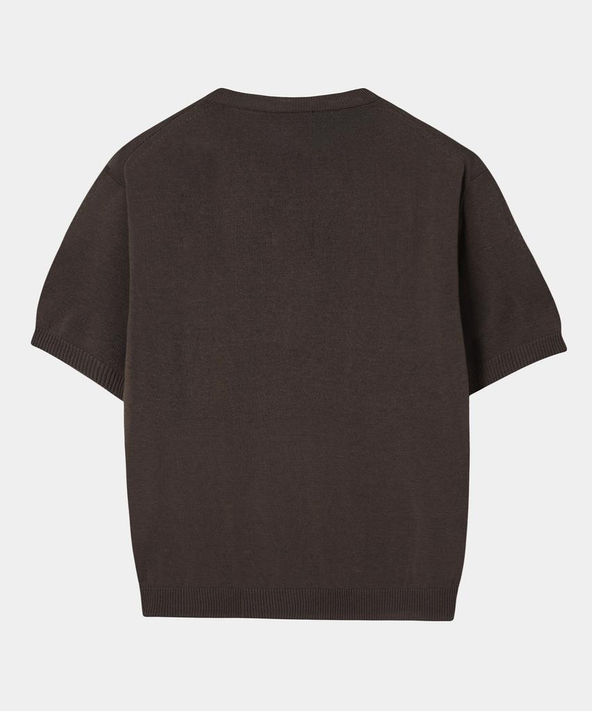 Dekkoloso Summer Cool Touch Henley Neck Short Sleeve Knit [Brown]