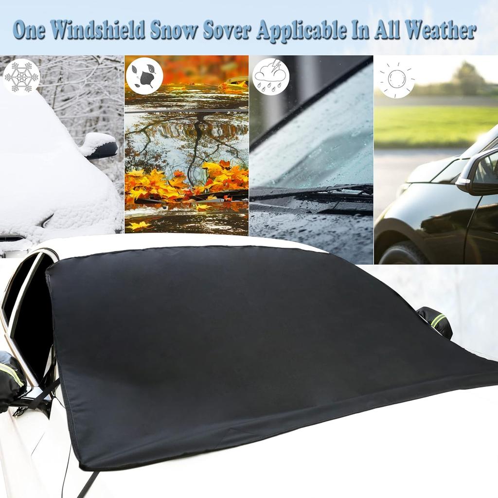 Car Windshield Snow Cover For Ice And Snow- Durable 600D Oxford Fabric With Side Mirror Covers Ice Scrapers Waterproof Windproof Dustproof Windshield