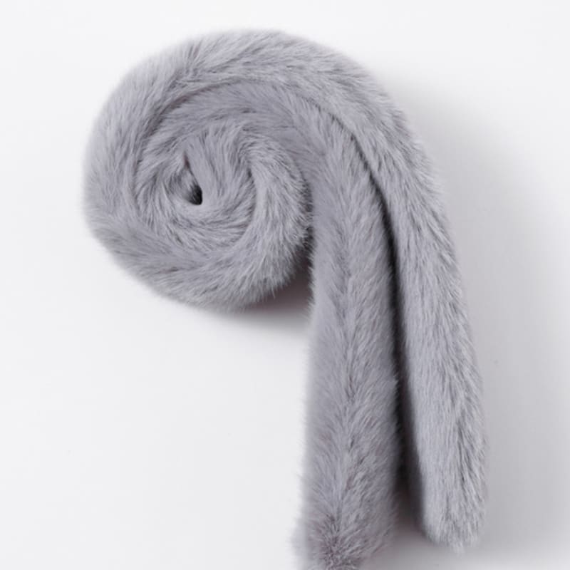 LALA Fur Scarf Petite-Light Gray