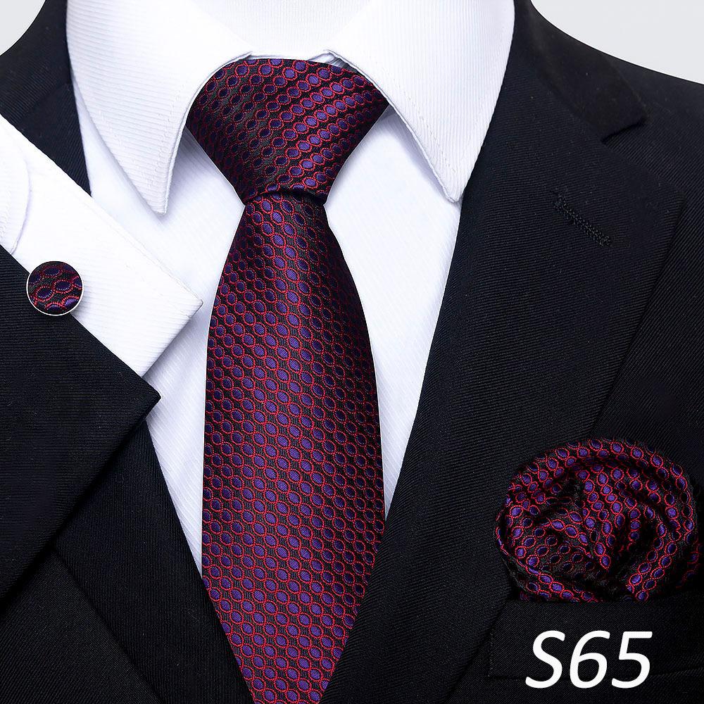 Men'S Tie Three-Piece Set Striped Flower Series Shang Tie