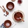 High Quality Eco-friendly Solid Round Wooden Bowl Polished Multi-Functional For Salad Fruits Soup Rice Kitchen Utensil