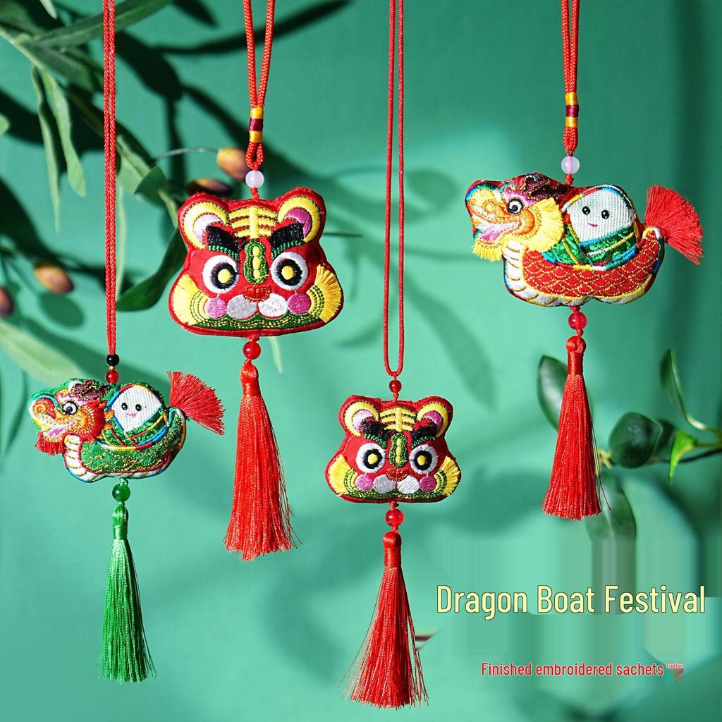 Dragon Boat Festival Embroidered Tiger Sachet Car Pendant - Ethnic Style Ornament
