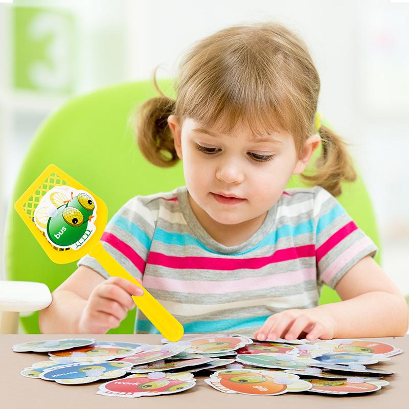 Montessori Learning English Words Beat The Fly Game Early Education Fly Swatter Toy Cognitive Alphabet Interactive Memory Toy