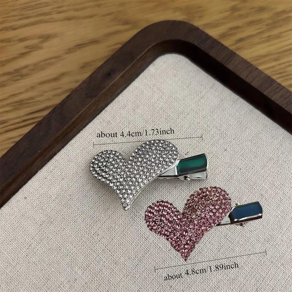 2pc Fahion Alloy Shining Crystal Pink White Heart Star Hairpin Hair Side Clips for Girls Women Wedding Korean Hair Accessories