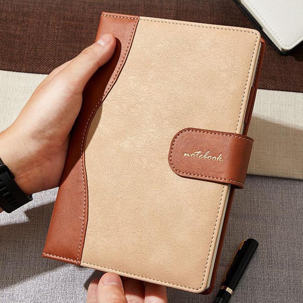 A5 leather buckle business notebook, work meeting record book, notepad, diary, excerpt book, travel log, 128 sheets 256 pages