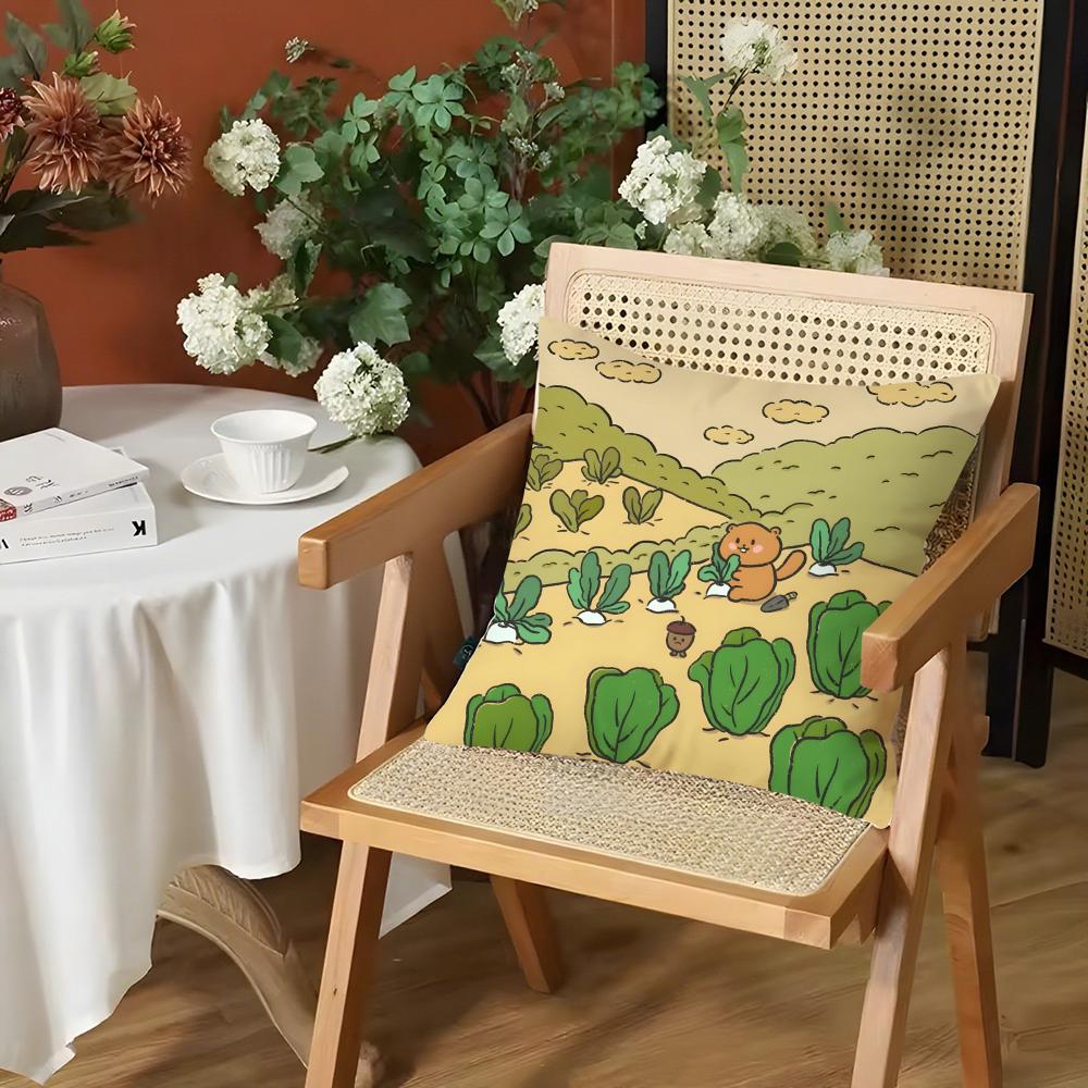 Cartoon Cute Bear Cushion Cover Silky Short Plush Invisible Zipper Dustproof Sofa Pillow Case for Home Decor