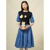 Binpolleidiseu Knit Vest Patch Check Dress Blue (Bf5371C04P)