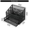 Desktop Metal Pen Organiser with Drawer 5 Compartments Desk Storage Tray Large Capacity Pen Container For Office School