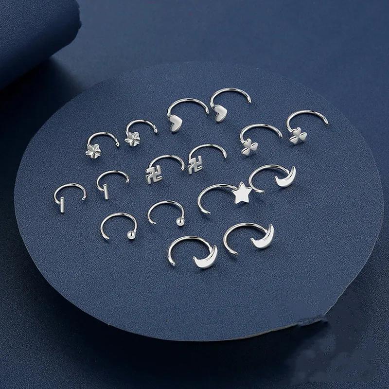 New Female Earring Sterling Silver Heart Flower Star Shaped Earrings for Women Anti Allergy Fashion Statement Bijoux