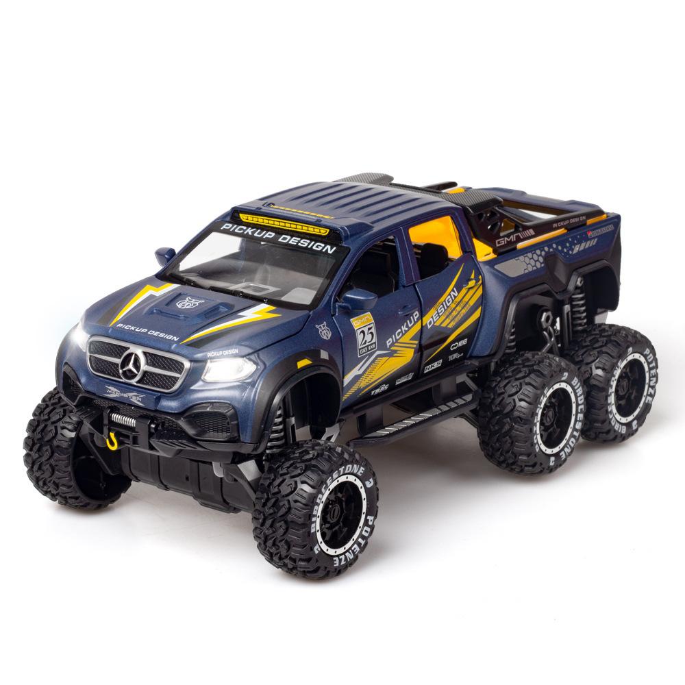 1:28 Mercedes-Benz X-Class EXY 6X6 Pickup off-road car Diecast Metal Alloy Model car Sound Light Collection Kids Toy Gifts A90