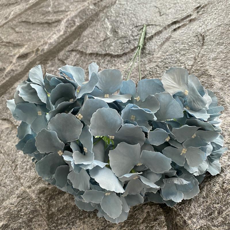 Realistic 5 Head Hydrangea Artificial Silk Flower For Wedding Party Decor Home