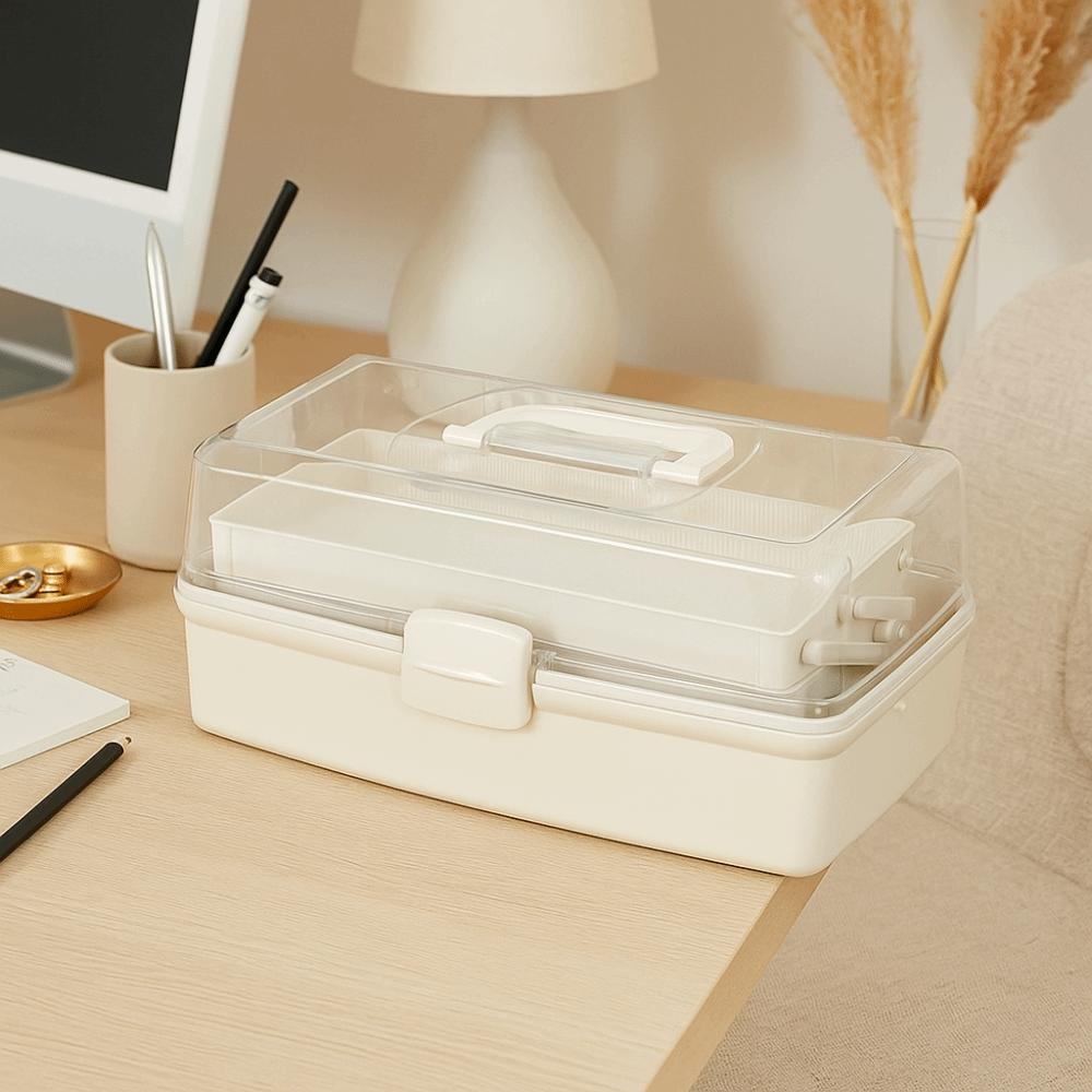 Portable 3 Layer Storage Box Clear Tackle Box Fishing Gear Art Craft Organizer  Bead Storage