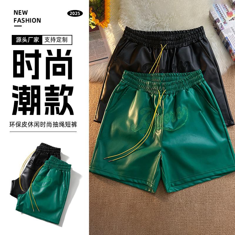 

Чоловічі літні екологічно чисті повсякденні шорти зі шкіряною кишенею та шнурком на блискавці L (50-60kg)