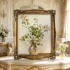 Living Room Wall Art Picture Frame, Ornate Resin Florals Artwork Framed Decors with European Relief Detailing, Decorative Photo Frame for Bedroom and