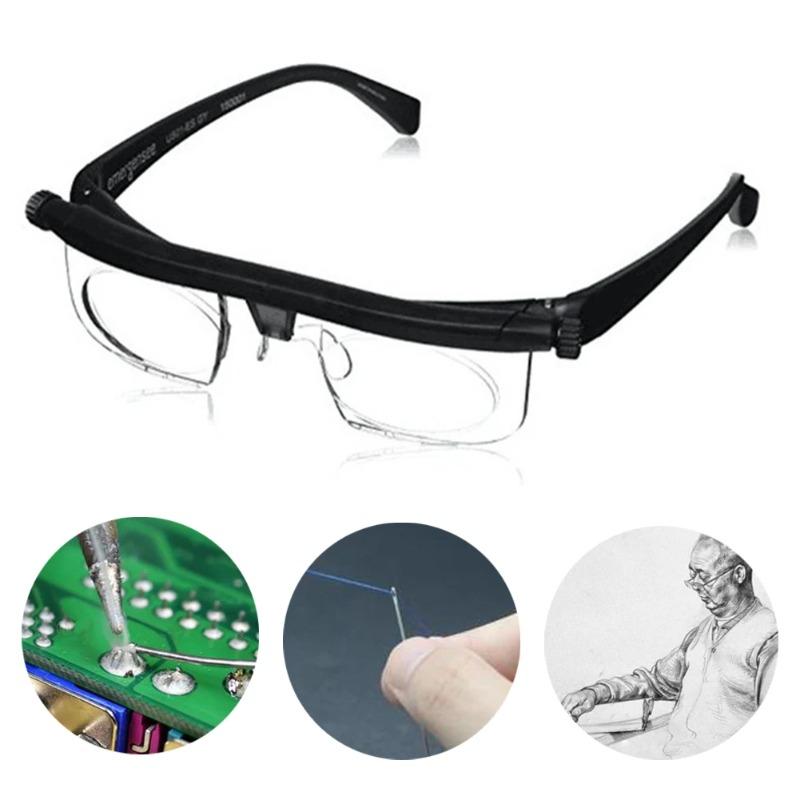 Adjustable Strength Lens Eyewear Variable Focus Distance Vision Zoom Glasses Protective Magnifying Glasses with Storage Bag