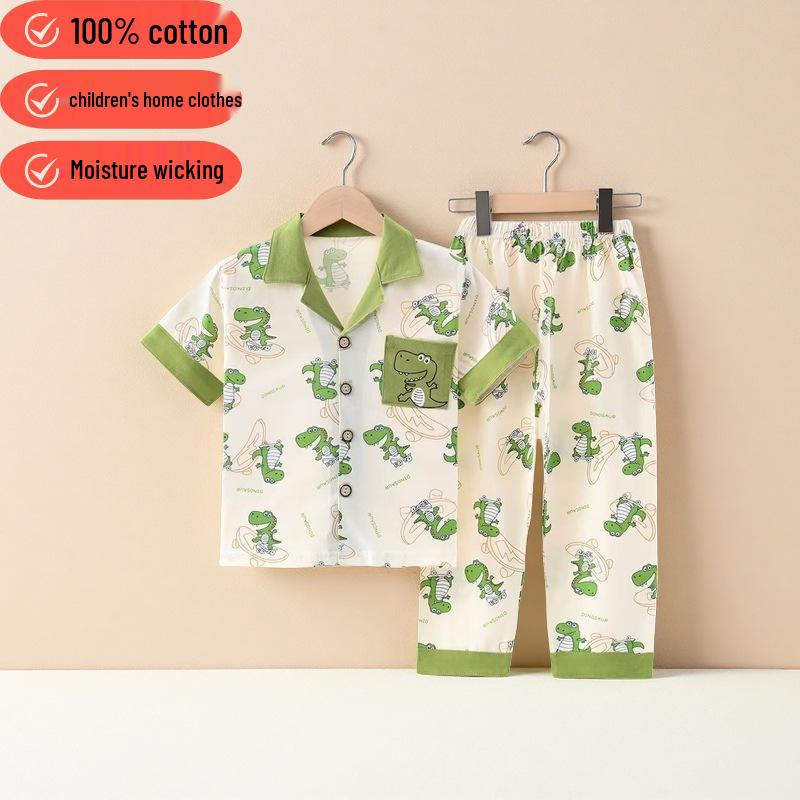 Kinder Cartoon Baumwoll-Pyjama-Set - Kurzarm, lange Hose für Jungen & Mädchen