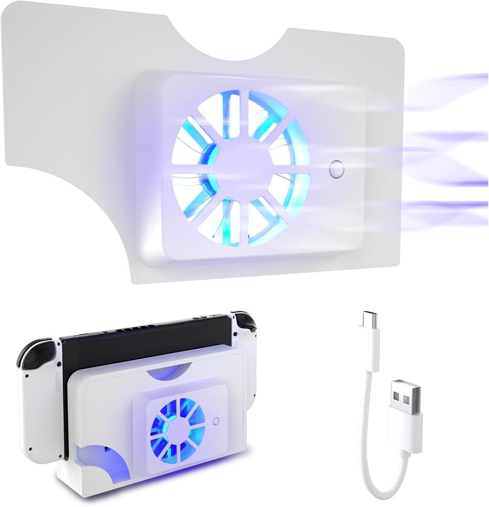 Cooling Fan for Nintendo Switch OLED Dock, Cooler Replacement Dock Accessories with Blue Light, with Type-C Cable,  Powerful and Quiet