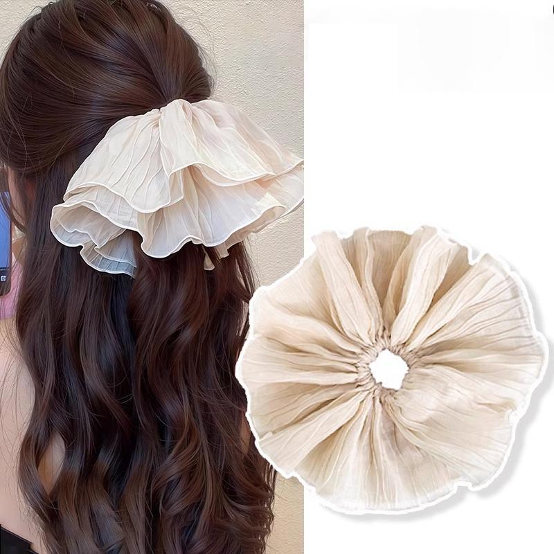 Übergroßes Satin Französisches Haar-Scrunchie für Damen Elastischer Pferdeschwanzhalter Stirnbänder Haarbänder Elastische Haaraccessoires