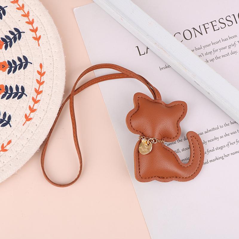 Pu Leather Cat Pendant Keychain Cute Animal Keyring Women Bag Charm Handbag Hanging Decoration For Girl Gifts