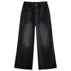Retro Women's Jeans Autumn Winter Thicken Plus Velvet Dark Grey Denim Trousers High-Waisted Straight Pants Warm  Clothing