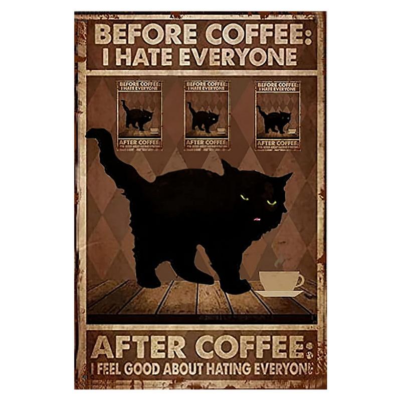 Funny Cat Decor Metal Tin Signs I Do What I Want  Cute Cat Funny Metal Posters Wall Art Decor Signs for Bathroom, Garden, Home