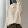 Women's Wool Polo Collar Cardigan: Fashionable, Versatile, Age-Reducing Cashmere for Autumn/Winter.